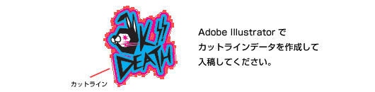 Adobe Illustratorでカットラインデータを作成して入稿してください。