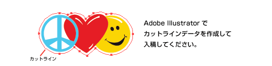 Adobe Illustratorでカットラインデータを作成して入稿してください。